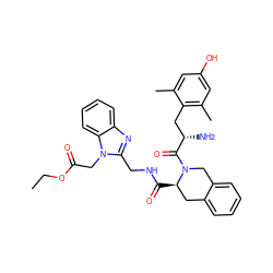 CCOC(=O)Cn1c(CNC(=O)[C@@H]2Cc3ccccc3CN2C(=O)[C@@H](N)Cc2c(C)cc(O)cc2C)nc2ccccc21 ZINC000028530369