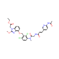 CCOC(=O)Cn1c(OC)nc2c(OCc3c(Cl)ccc(N(C)C(=O)CNC(=O)/C=C/c4ccc(NC(C)=O)nc4)c3Cl)cccc21 ZINC000026717924