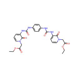 CCOC(=O)Cn1cccc(NC(=O)Nc2ccc(NC(=O)Nc3cccn(CC(=O)OCC)c3=O)cc2)c1=O ZINC001772612307