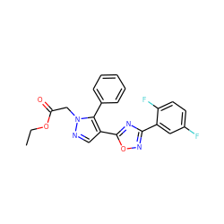 CCOC(=O)Cn1ncc(-c2nc(-c3cc(F)ccc3F)no2)c1-c1ccccc1 ZINC000114612281