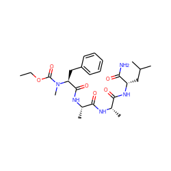 CCOC(=O)N(C)[C@@H](Cc1ccccc1)C(=O)N[C@@H](C)C(=O)N[C@@H](C)C(=O)N[C@@H](CC(C)C)C(N)=O ZINC000026183068