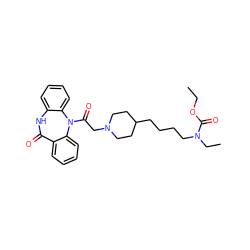 CCOC(=O)N(CC)CCCCC1CCN(CC(=O)N2c3ccccc3NC(=O)c3ccccc32)CC1 ZINC000027889326