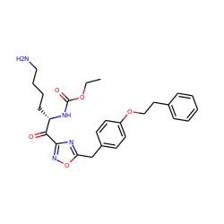 CCOC(=O)N[C@@H](CCCCN)C(=O)c1noc(Cc2ccc(OCCc3ccccc3)cc2)n1 ZINC000034803967