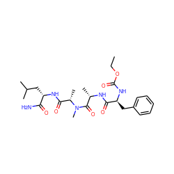 CCOC(=O)N[C@@H](Cc1ccccc1)C(=O)N[C@@H](C)C(=O)N(C)[C@@H](C)C(=O)N[C@@H](CC(C)C)C(N)=O ZINC000026185243