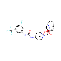 CCOC(=O)N1[C@H]2C=C(CN3CCC(NC(=O)Nc4cc(F)cc(C(F)(F)F)c4)CC3)C[C@H]1CC2 ZINC000101128789