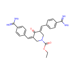 CCOC(=O)N1C/C(=C/c2ccc(C(=N)N)cc2)C(=O)/C(=C/c2ccc(C(=N)N)cc2)C1 ZINC000013803396