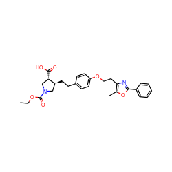 CCOC(=O)N1C[C@H](CCc2ccc(OCCc3nc(-c4ccccc4)oc3C)cc2)[C@@H](C(=O)O)C1 ZINC000209383364