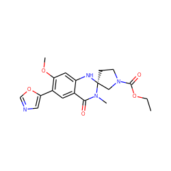 CCOC(=O)N1CC[C@@]2(C1)Nc1cc(OC)c(-c3cnco3)cc1C(=O)N2C ZINC000028529641