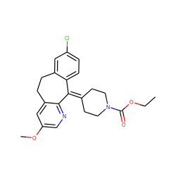 CCOC(=O)N1CCC(=C2c3ccc(Cl)cc3CCc3cc(OC)cnc32)CC1 ZINC000022062296