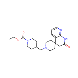 CCOC(=O)N1CCC(CN2CCC3(CC2)CC(=O)Nc2ncccc23)CC1 ZINC000096913560