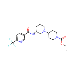 CCOC(=O)N1CCC(N2CCC[C@@H](NC(=O)c3ccc(C(F)(F)F)nc3)C2)CC1 ZINC000095594475