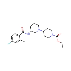 CCOC(=O)N1CCC(N2CCC[C@@H](NC(=O)c3ccc(F)cc3C)C2)CC1 ZINC000073386635