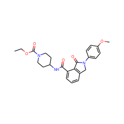 CCOC(=O)N1CCC(NC(=O)c2cccc3c2C(=O)N(c2ccc(OC)cc2)C3)CC1 ZINC000006577947