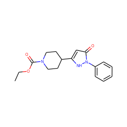 CCOC(=O)N1CCC(c2cc(=O)n(-c3ccccc3)[nH]2)CC1 ZINC000013118807