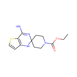 CCOC(=O)N1CCC2(CC1)N=C(N)c1sccc1N2 ZINC000013493553