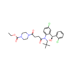 CCOC(=O)N1CCN(C(=O)CCC(=O)N(CC(C)(C)C)c2ccc(Cl)cc2[C@H](O)c2ccccc2Cl)CC1 ZINC000066079332