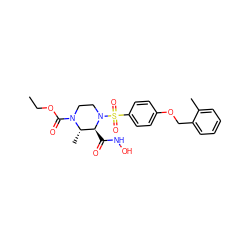 CCOC(=O)N1CCN(S(=O)(=O)c2ccc(OCc3ccccc3C)cc2)[C@@H](C(=O)NO)[C@@H]1C ZINC000013553167