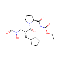 CCOC(=O)NC(=O)[C@@H]1CCCN1C(=O)[C@H](CC1CCCC1)CN(O)C=O ZINC000034874145