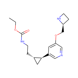 CCOC(=O)NCC[C@H]1C[C@@H]1c1cncc(OC[C@@H]2CCN2)c1 ZINC000096915336