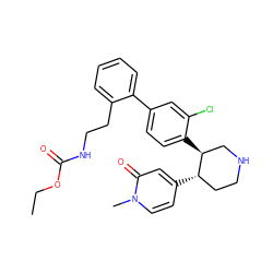 CCOC(=O)NCCc1ccccc1-c1ccc([C@H]2CNCC[C@@H]2c2ccn(C)c(=O)c2)c(Cl)c1 ZINC000073298535