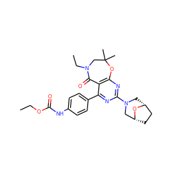 CCOC(=O)Nc1ccc(-c2nc(N3C[C@@H]4CC[C@H](C3)O4)nc3c2C(=O)N(CC)CC(C)(C)O3)cc1 ZINC000225330575