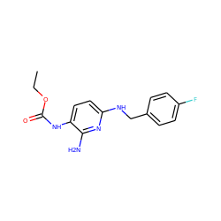 CCOC(=O)Nc1ccc(NCc2ccc(F)cc2)nc1N ZINC000000001473