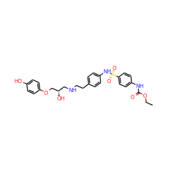 CCOC(=O)Nc1ccc(S(=O)(=O)Nc2ccc(CCNC[C@H](O)COc3ccc(O)cc3)cc2)cc1 ZINC000034801574