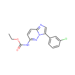 CCOC(=O)Nc1ccc2ncc(-c3cccc(Cl)c3)n2n1 ZINC001772652257