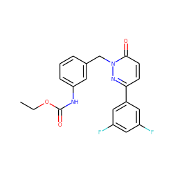 CCOC(=O)Nc1cccc(Cn2nc(-c3cc(F)cc(F)c3)ccc2=O)c1 ZINC000299871107