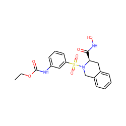 CCOC(=O)Nc1cccc(S(=O)(=O)N2Cc3ccccc3C[C@@H]2C(=O)NO)c1 ZINC000013797702