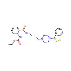 CCOC(=O)Nc1ccccc1C(=O)NCCCCN1CCN(c2nsc3ccccc23)CC1 ZINC000013747149