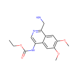 CCOC(=O)Nc1cnc(CN)c2cc(OC)c(OC)cc12 ZINC000029323489