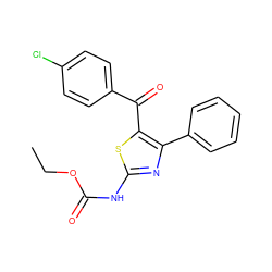 CCOC(=O)Nc1nc(-c2ccccc2)c(C(=O)c2ccc(Cl)cc2)s1 ZINC000004671130