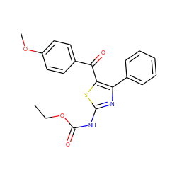 CCOC(=O)Nc1nc(-c2ccccc2)c(C(=O)c2ccc(OC)cc2)s1 ZINC000045336008