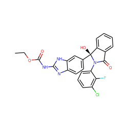 CCOC(=O)Nc1nc2ccc([C@]3(O)c4ccccc4C(=O)N3c3cccc(Cl)c3F)cc2[nH]1 ZINC000225877164