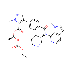 CCOC(=O)O[C@@H](C)OC(=O)c1c(-c2ccc(C(=O)N(c3nccc4ccn(C)c34)[C@@H]3CCCNC3)cc2)cnn1C ZINC000219147648