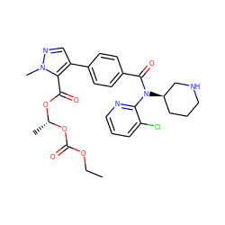 CCOC(=O)O[C@H](C)OC(=O)c1c(-c2ccc(C(=O)N(c3ncccc3Cl)[C@@H]3CCCNC3)cc2)cnn1C ZINC000219135502