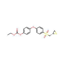 CCOC(=O)Oc1ccc(Oc2ccc(S(=O)(=O)C[C@@H]3CS3)cc2)cc1 ZINC000096286050