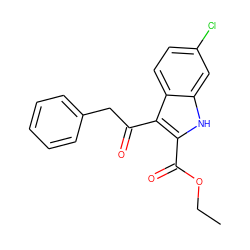 CCOC(=O)c1[nH]c2cc(Cl)ccc2c1C(=O)Cc1ccccc1 ZINC000146232559