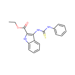 CCOC(=O)c1[nH]c2ccccc2c1NC(=S)Nc1ccccc1 ZINC000008683899