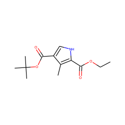 CCOC(=O)c1[nH]cc(C(=O)OC(C)(C)C)c1C ZINC000013533435