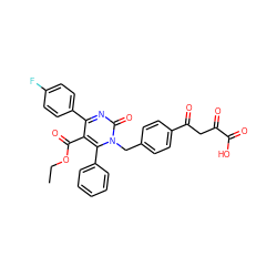 CCOC(=O)c1c(-c2ccc(F)cc2)nc(=O)n(Cc2ccc(C(=O)CC(=O)C(=O)O)cc2)c1-c1ccccc1 ZINC000653751554