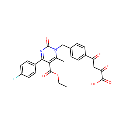 CCOC(=O)c1c(-c2ccc(F)cc2)nc(=O)n(Cc2ccc(C(=O)CC(=O)C(=O)O)cc2)c1C ZINC000653767409