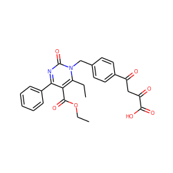 CCOC(=O)c1c(-c2ccccc2)nc(=O)n(Cc2ccc(C(=O)CC(=O)C(=O)O)cc2)c1CC ZINC000653767424