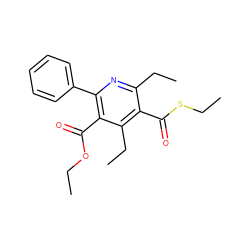 CCOC(=O)c1c(-c2ccccc2)nc(CC)c(C(=O)SCC)c1CC ZINC000002004585