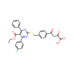 CCOC(=O)c1c(-c2ccccc2)nc(SCc2ccc(C(=O)CC(=O)C(=O)O)cc2)nc1-c1ccc(F)cc1 ZINC000653748848