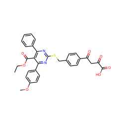 CCOC(=O)c1c(-c2ccccc2)nc(SCc2ccc(C(=O)CC(=O)C(=O)O)cc2)nc1-c1ccc(OC)cc1 ZINC000653755619