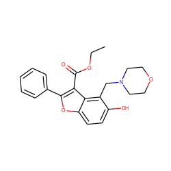 CCOC(=O)c1c(-c2ccccc2)oc2ccc(O)c(CN3CCOCC3)c12 ZINC000019593719