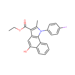 CCOC(=O)c1c(C)n(-c2ccc(I)cc2)c2c1cc(O)c1ccccc12 ZINC000033437993