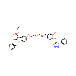 CCOC(=O)c1c(C)n(Cc2ccccc2)c2ccc(OCCCCNCc3ccc(Oc4nnnn4-c4ccccc4)c(OC)c3)cc12 ZINC001772641255